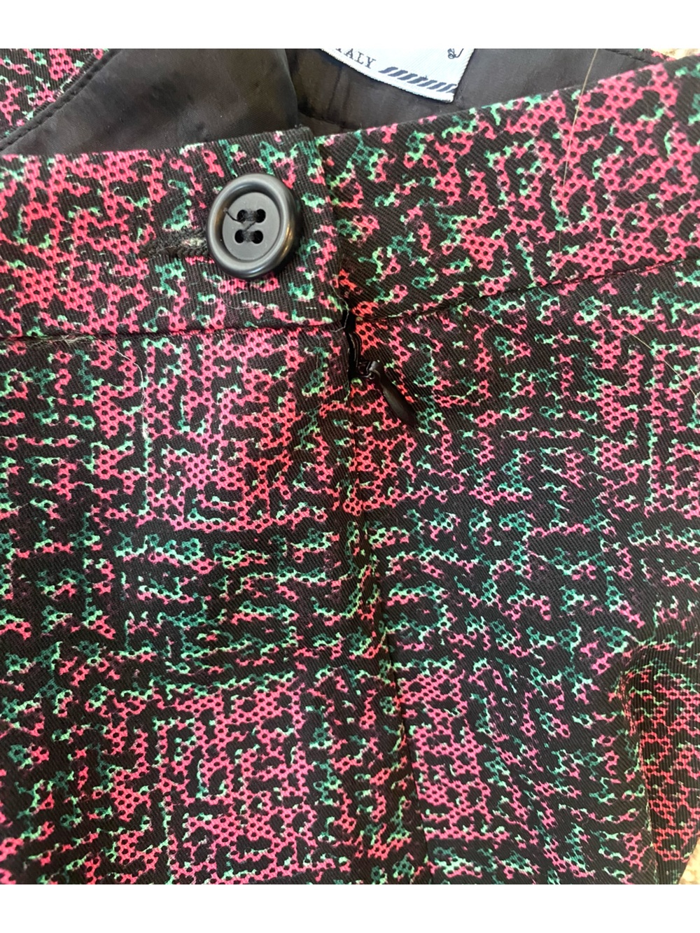 Prada Black & Pink Plaid Straight-Leg Pants Italian Made Designer Rare Size 4/6 - Picture 5 of 9